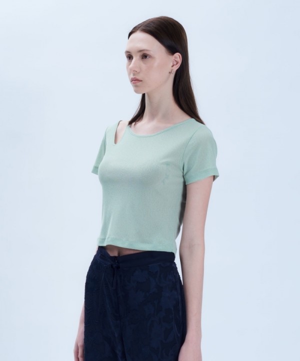 뮤직브로샵,Mint Green Cut Out T-shirt
